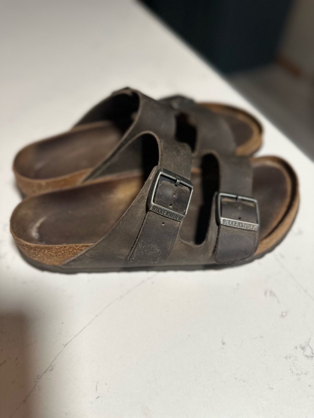 Birkenstock Arizona Two-Strap Sandals in Dark Brown